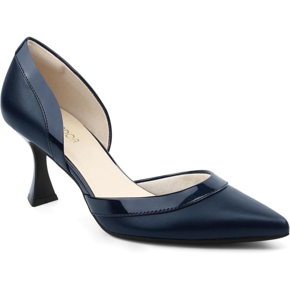 imageJENN ARDOR Womens Pumps Low Heels Pointed Closed Toe Kitten Dress Shoes for Women Comfortable Stiletto Heeled Sandals Classic Wedding Party DOrsay Work PumpsNavy