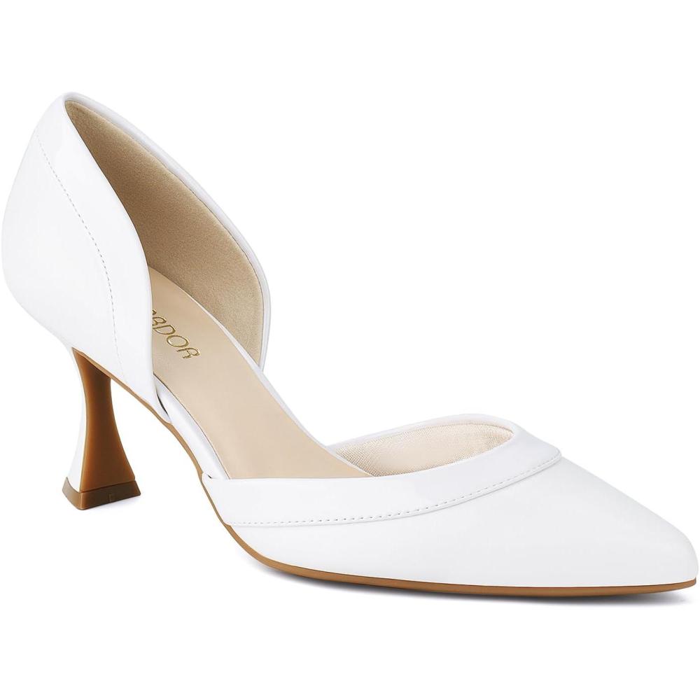 imageJENN ARDOR Womens Pumps Low Heels Pointed Closed Toe Kitten Dress Shoes for Women Comfortable Stiletto Heeled Sandals Classic Wedding Party DOrsay Work PumpsWhite