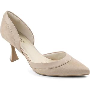 JENN ARDOR Women’s Pumps Low Heels Pointed Closed Toe Kitten Dress Shoes for Women Comfortable Stiletto Heeled Sandals Classic Wedding Party D’Orsay Work Pumps(Nude/Suede)