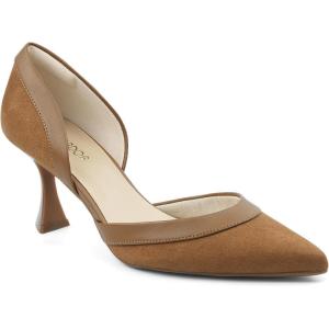 JENN ARDOR Women’s Pumps Low Heels Pointed Closed Toe Kitten Dress Shoes for Women Comfortable Stiletto Heeled Sandals Classic Wedding Party D’Orsay Work Pumps(Brown)
