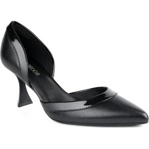 JENN ARDOR Women’s Pumps Low Heels Pointed Closed Toe Kitten Dress Shoes for Women Comfortable Stiletto Heeled Sandals Classic Wedding Party D’Orsay Work Pumps(Black/Pu)