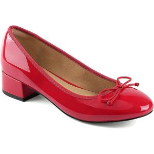 JENN ARDOR Chunky Block Low Heels Bow Round Closed Toe Comfort Work Casual Slip-On Bridal Wedding Guest Dress Cute Ballet Pumps Shoes for Women(Red-pu)