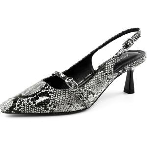 JENN ARDOR Slingback Low Kitten Heels for Women Dress Shoes Pointed Closed Toe Stiletto Sandals Bridal Wedding Party Office Work Pumps(Bwpn)