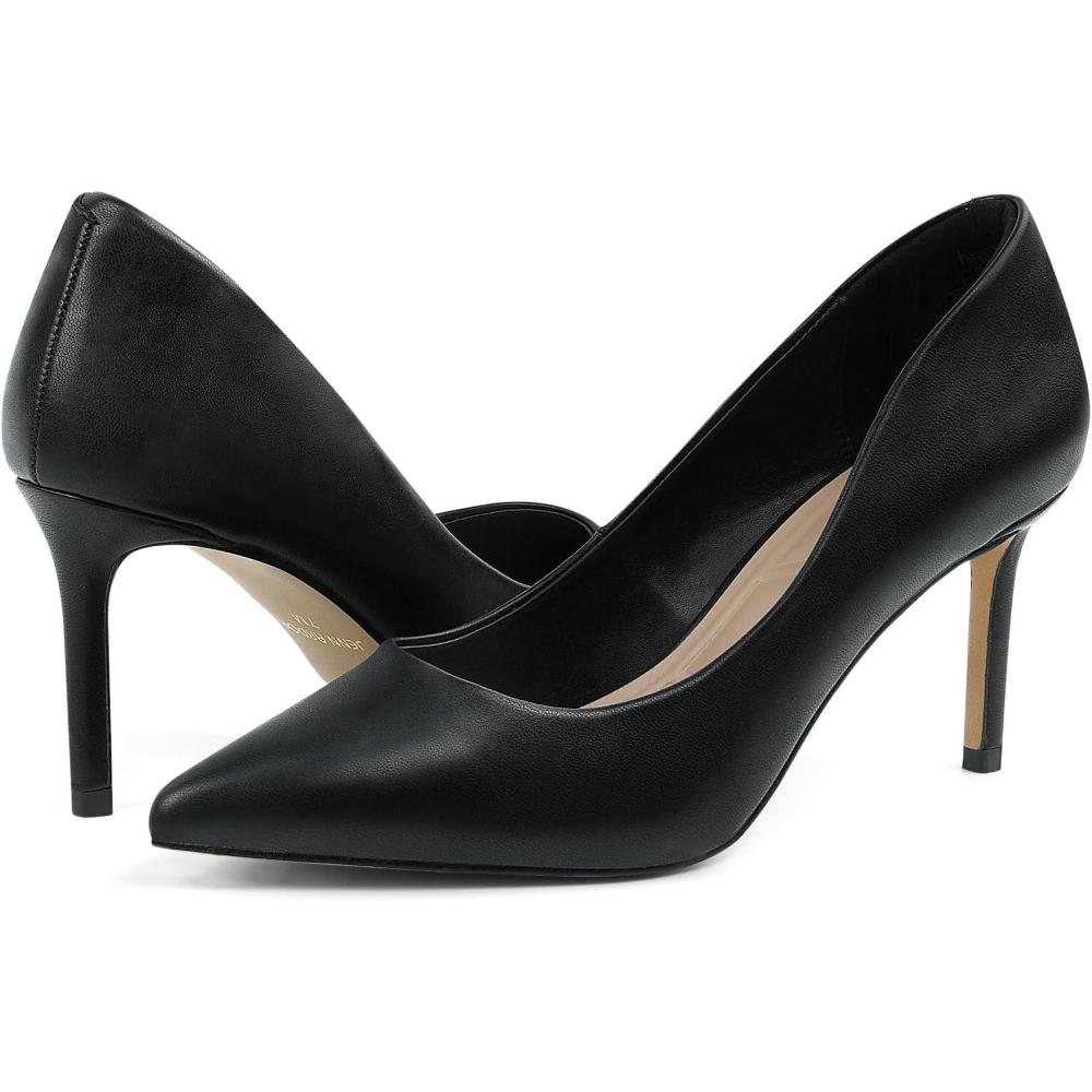 imageJENN ARDOR Womens Comfortable Stiletto Pumps 3 inch Elegant Gorgeous Closed Pointed Toe Slip On Solid High Heels for Ladies Wedding Dress ShoesBlackPu