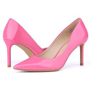 JENN ARDOR Women’s Comfortable Stiletto Pumps 3 inch Elegant Gorgeous Closed Pointed Toe Slip On Solid High Heels for Ladies Wedding Dress Shoes(L.fuchsia Pink)