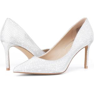 JENN ARDOR Women’s Comfortable Stiletto Pumps 3 inch Elegant Gorgeous Closed Pointed Toe Slip On Solid High Heels for Ladies Wedding Dress Shoes(Silver)