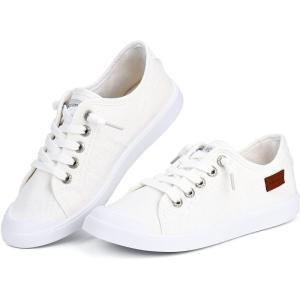 JENN ARDOR Slip-on Canvas Fashion Sneakers for Womens Comfortable Casual Walking Flats Elastic Stylish Cute Lightweight Shoes(A- Olaf White)