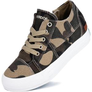 JENN ARDOR Wedge Sneakers for Women Fashion Canvas Shoes Casual Platform Hidden Heel Womens Slip On Sneaker Non Slip Side Zipper(Lace Camo)
