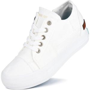 JENN ARDOR Wedge Sneakers for Women Fashion Canvas Shoes Casual Platform Hidden Heel Womens Slip On Sneaker Non Slip Side Zipper(Lace White)