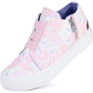 JENN ARDOR Wedge Sneakers for Women Fashion Canvas Shoes Casual Platform Hidden Heel Womens Slip On Sneaker Non Slip Side Zipper(Pink-purple)
