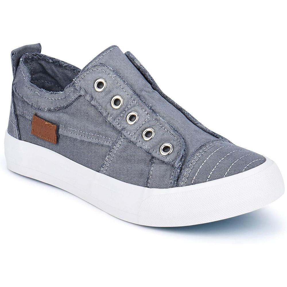 imageJENN ARDOR Womens Fashion Slip on Sneakers Walking Shoes for Women No Lace Flats Low Top Canvas Shoes Trendy Comfort Casual Tennis Shoes for WomenGrey Canvas Laceless