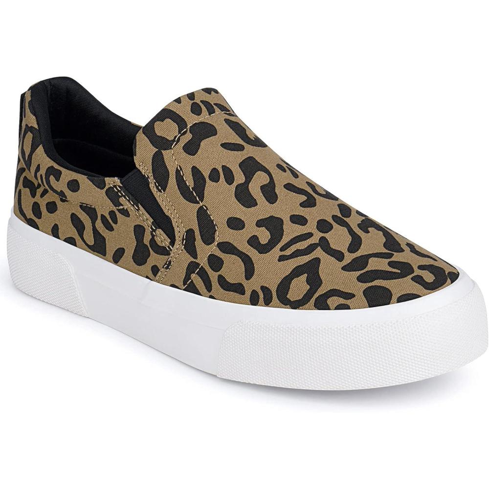 imageJENN ARDOR Womens Slip On Sneakers PerforatedQuilted Casual Shoes Fashion Walking FlatsBlack Leopard
