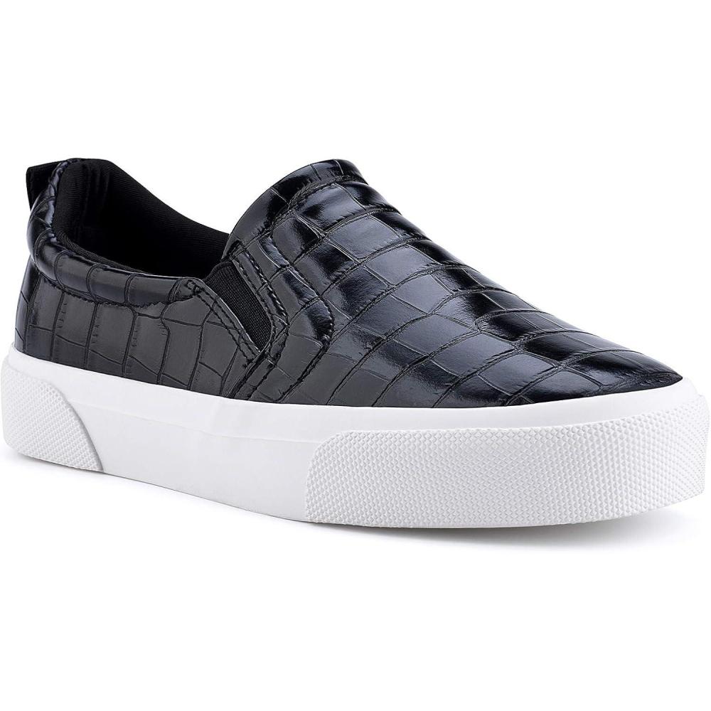 imageJENN ARDOR Womens Slip On Sneakers PerforatedQuilted Casual Shoes Fashion Walking FlatsSblack