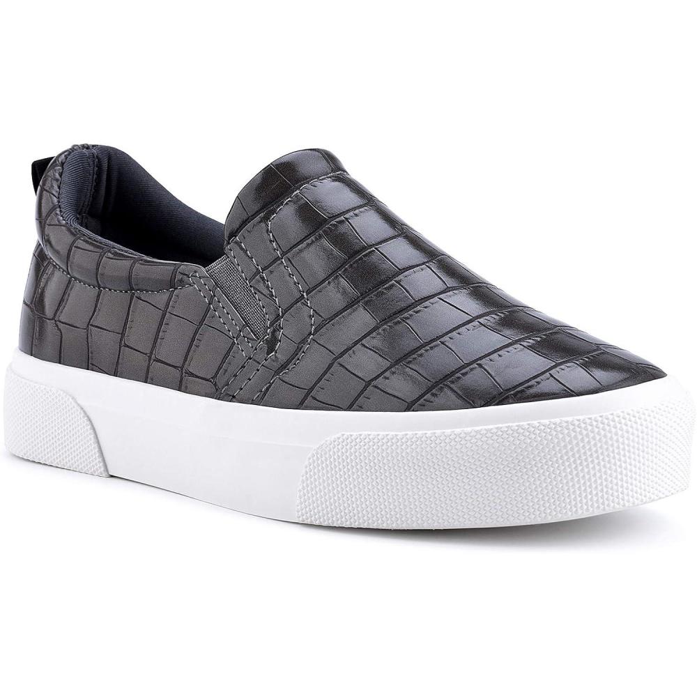 imageJENN ARDOR Womens Slip On Sneakers PerforatedQuilted Casual Shoes Fashion Walking FlatsSgrey
