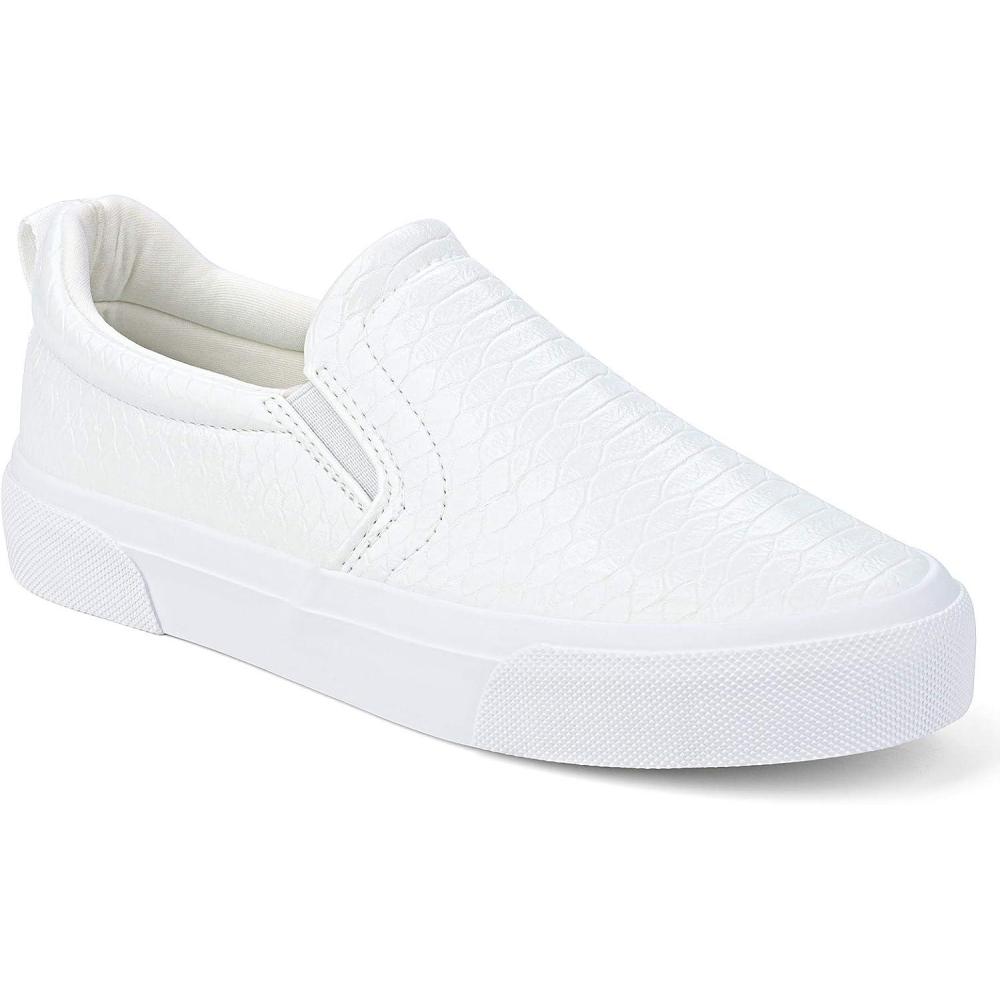 imageJENN ARDOR Womens Slip On Sneakers PerforatedQuilted Casual Shoes Fashion Walking FlatsWhite Stone