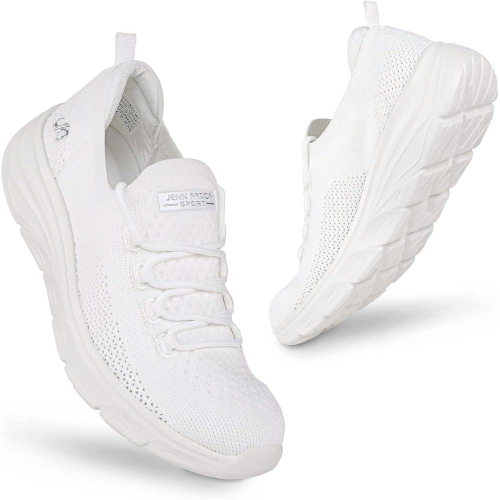 imageJENN ARDOR Womens Walking Shoes Athletic Slipon Sock Sneakers Casual Active Running Lightweight AntiSlip Elastic Tennis SneakersWhite
