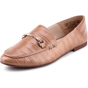 JENN ARDOR Loafers for Women Flats Shoes Womens Penny Loafers Slip On Pointed Toe Comfortable Office Work Driving Flats Fashion Dress Shoes for Women(Camel Croc)