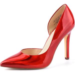 JENN ARDOR Stiletto High Heel Shoes for Women: Pointed, Closed Toe Classic Slip On Dress Pumps(Burgundy Red)