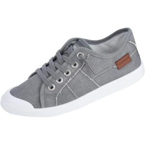 JENN ARDOR Women’s Canvas Sneaker Slip-ons Loafers Shoes for Womens Fashion Casual Canvas Round Toe Soft Comfortable Walking Flats(Light Grey – Shoelace)