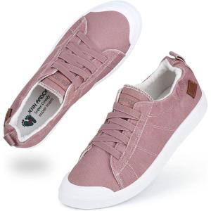 JENN ARDOR Women’s Canvas Sneaker Slip-ons Loafers Shoes for Womens Fashion Casual Canvas Round Toe Soft Comfortable Walking Flats(Pink)