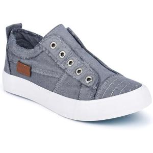 JENN ARDOR Womens Fashion Slip on Sneakers Walking Shoes for Women No Lace Flats Low Top Canvas Shoes Trendy Comfort Casual Tennis Shoes for Women(Grey Canvas- Laceless)