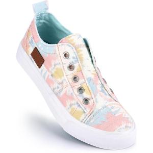 JENN ARDOR Womens Slip On Fashion Sneakers No Laces Comfortable Casual Low Canvas Sneakers Flats Walking Shoes(Floral)