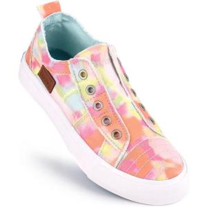 JENN ARDOR Womens Slip On Fashion Sneakers No Laces Comfortable Casual Low Canvas Sneakers Flats Walking Shoes(Hot Pink Floral)