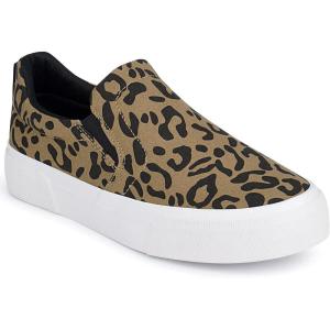 JENN ARDOR Womens Slip On Sneakers Perforated/Quilted Casual Shoes Fashion Walking Flats(Black Leopard)