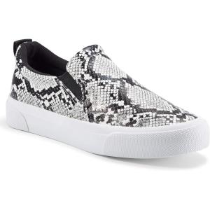 JENN ARDOR Womens Slip On Sneakers Perforated/Quilted Casual Shoes Fashion Walking Flats(Black Python)