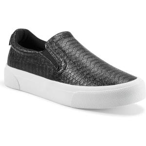 JENN ARDOR Womens Slip On Sneakers Perforated/Quilted Casual Shoes Fashion Walking Flats(Black Stone)