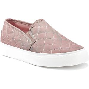 JENN ARDOR Womens Slip On Sneakers Perforated/Quilted Casual Shoes Fashion Walking Flats(Blush)