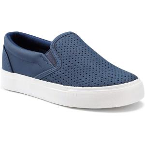 JENN ARDOR Womens Slip On Sneakers Perforated/Quilted Casual Shoes Fashion Walking Flats(Navy)