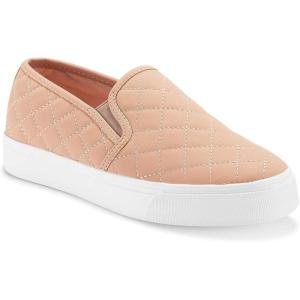 JENN ARDOR Womens Slip On Sneakers Perforated/Quilted Casual Shoes Fashion Walking Flats(Pink)