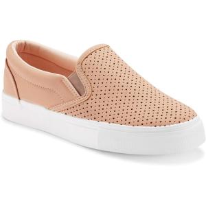 JENN ARDOR Womens Slip On Sneakers Perforated/Quilted Casual Shoes Fashion Walking Flats(Pink06)