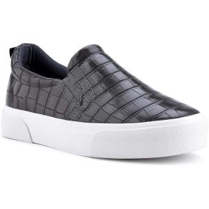 JENN ARDOR Womens Slip On Sneakers Perforated/Quilted Casual Shoes Fashion Walking Flats(S.grey)
