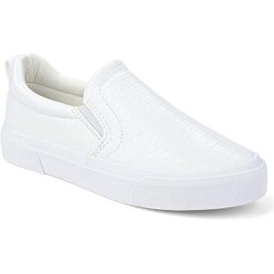 JENN ARDOR Womens Slip On Sneakers Perforated/Quilted Casual Shoes Fashion Walking Flats(White Stone)
