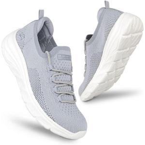 JENN ARDOR Women’s Walking Shoes Athletic Slip-on Sock Sneakers Casual Active Running Lightweight Anti-Slip Elastic Tennis Sneakers(Grey)