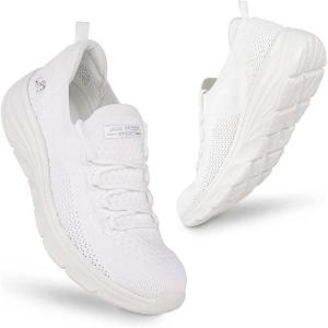 JENN ARDOR Women’s Walking Shoes Athletic Slip-on Sock Sneakers Casual Active Running Lightweight Anti-Slip Elastic Tennis Sneakers(White)