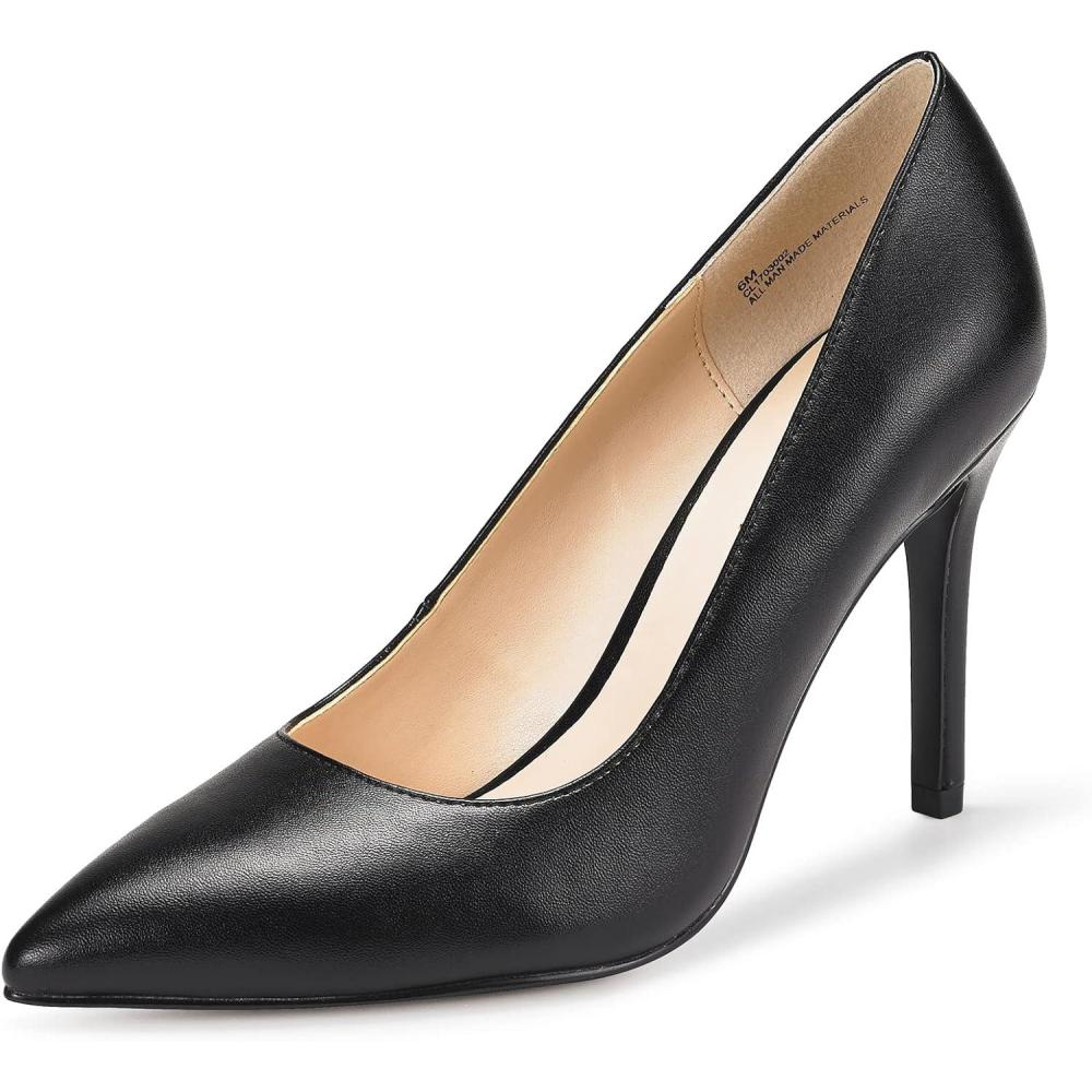 imageJENN ARDOR Womens High Heels Closed Pointed Toe Stiletto Classic Office Dress Bridal Wedding Pumps Sexy Prom ShoesBlack