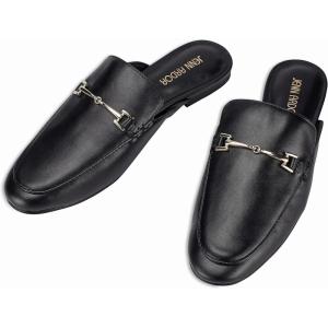 JENN ARDOR Mules for Women Flats Backless Loafers Shoes Slip On Slippers Pointed Toe Low Heel Work Slides Womens Mules Casual Shoes(Black Flats)