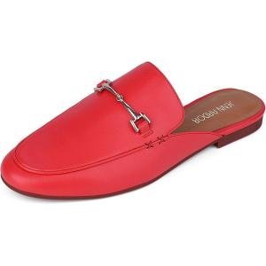 JENN ARDOR Mules for Women Flats Backless Loafers Shoes Slip On Slippers Pointed Toe Low Heel Work Slides Womens Mules Casual Shoes(Lava Red Flats)