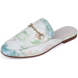 JENN ARDOR Mules for Women Flats Backless Loafers Shoes Slip On Slippers Pointed Toe Low Heel Work Slides Womens Mules Casual Shoes(Pastel Mnlti Flats)