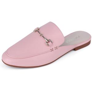 JENN ARDOR Mules for Women Flats Backless Loafers Shoes Slip On Slippers Pointed Toe Low Heel Work Slides Womens Mules Casual Shoes(Pink Flats)