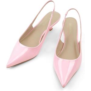 JENN ARDOR Slingback Heels for Women Low Heels Dress Shoes Kitten Pumps Dressy Heeled Sandals Wide Width Fashion Casual Shoes(Baby Pink)