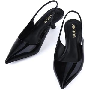 JENN ARDOR Slingback Heels for Women Low Heels Dress Shoes Kitten Pumps Dressy Heeled Sandals Wide Width Fashion Casual Shoes(Black/Pu)
