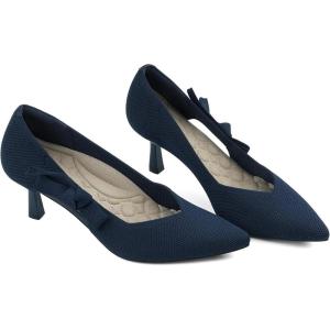 JENN ARDOR Womens Pumps Kitten Heels Dress Shoes for Women Comfortable Knit Low Heel Pumps 2.1 Inch Pointed Toe Dressy Wedding Party Prom Office Work Heels Shoes(Navy)