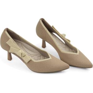 JENN ARDOR Womens Pumps Kitten Heels Dress Shoes for Women Comfortable Knit Low Heel Pumps 2.1 Inch Pointed Toe Dressy Wedding Party Prom Office Work Heels Shoes(Nude)